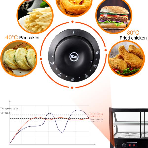 1200x530x580 мм Черное изогнутое стекло для отопления пищи