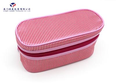 Customized Fabric Makeup Bag Deep Pink Color Fabric Bag Lining Dust Proof 11.5cm
