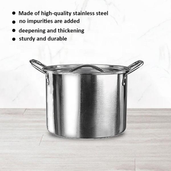 Silver Stainless Steel Thick Stockpot Large Soup Pot Heavy Duty  With Lid