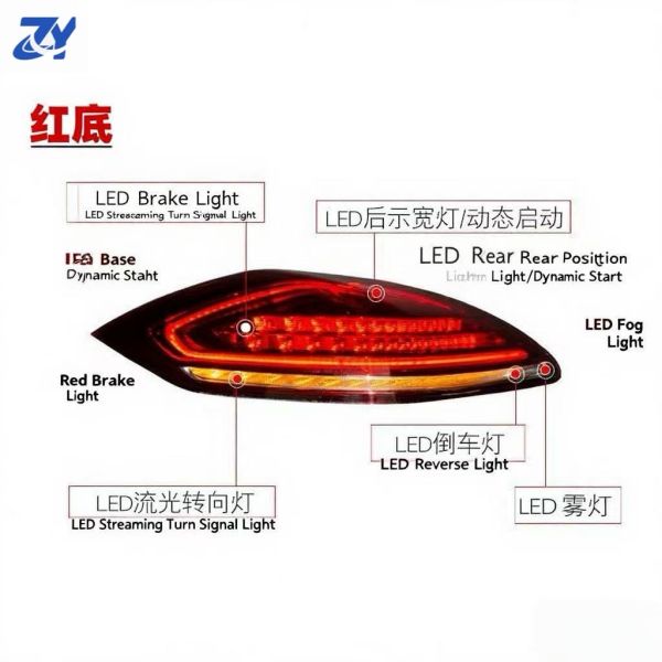 Light-emitting Diode Taillight Suitable for 2010 2016 Porsche Paramera Upgraded Smoky Black Taillight