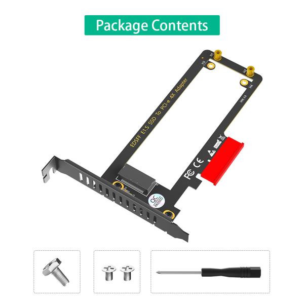 PCI-E 4.0 4X to NVMe Adapter for E1.S SSD 9.5mm 15mm 25mm with Heat Sink