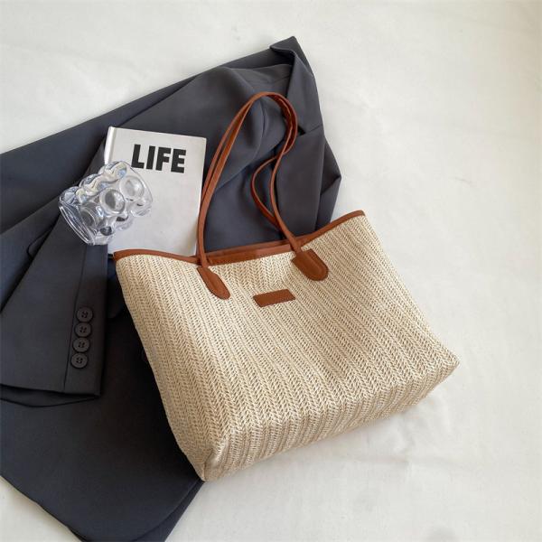 Sustainable Bamboo Bag With Handle, Shopping Bag For Beach Summer Vibe Wholesale Vietnam Handicraft Crochet Raffia Sac Bolsa Mujer Bucket Tote Shoulder Designer Women Straw Bag