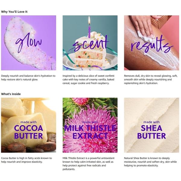 Unscented Treehut Organic Exfoliating Body Scrub Exfoliator Shea Sugar Scrub Birthday Cake