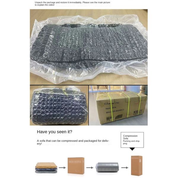 Custom Tufted Vacuum Compressed Sofa Bed Straight Corduroy High Density Sponge Filling Living Room Apartment Modular Sofa