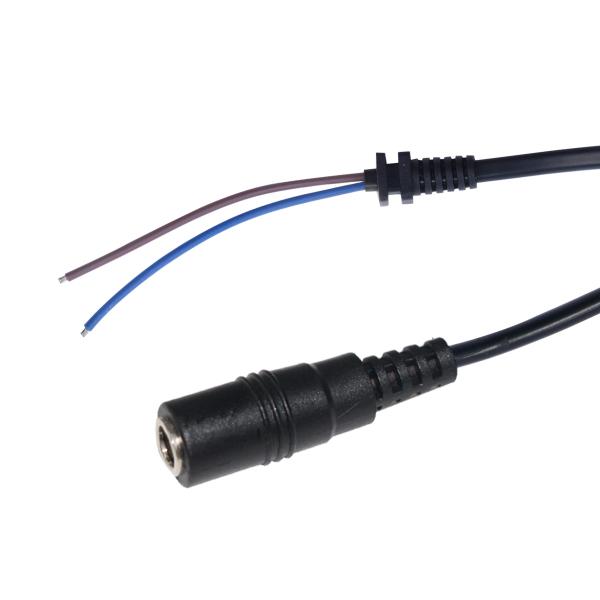 DC Female Barrel Connector to Tinned Stripped Wire Pigtail Cable - 12V 2.1mm x 5.5mm Power Cord for CCTV, LED, DIY Projects