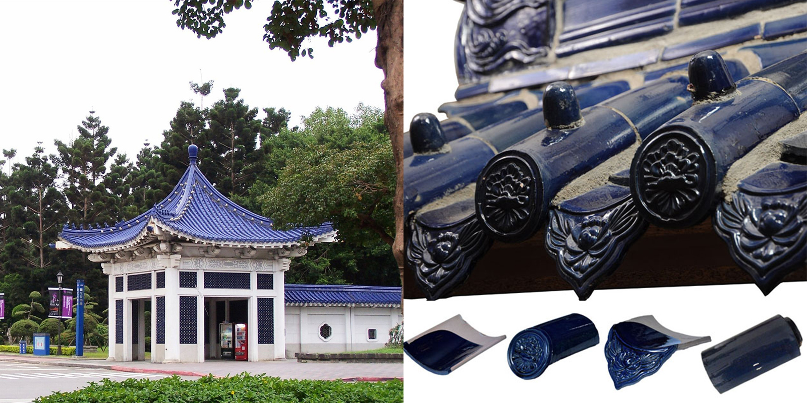 Cobalt Blue Glazed Chinese Roof Tiles Traditional Clay Temple Pavilion Roof Tile System with Eaves Covers for Asian Architecture