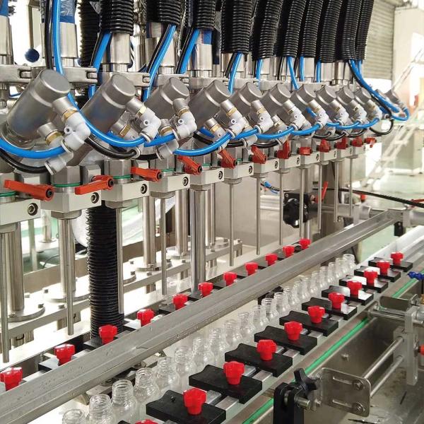 自動リニアプラスチックペットスプレーボトル化学液体ピストンポンプ充填機、PLC制御付き