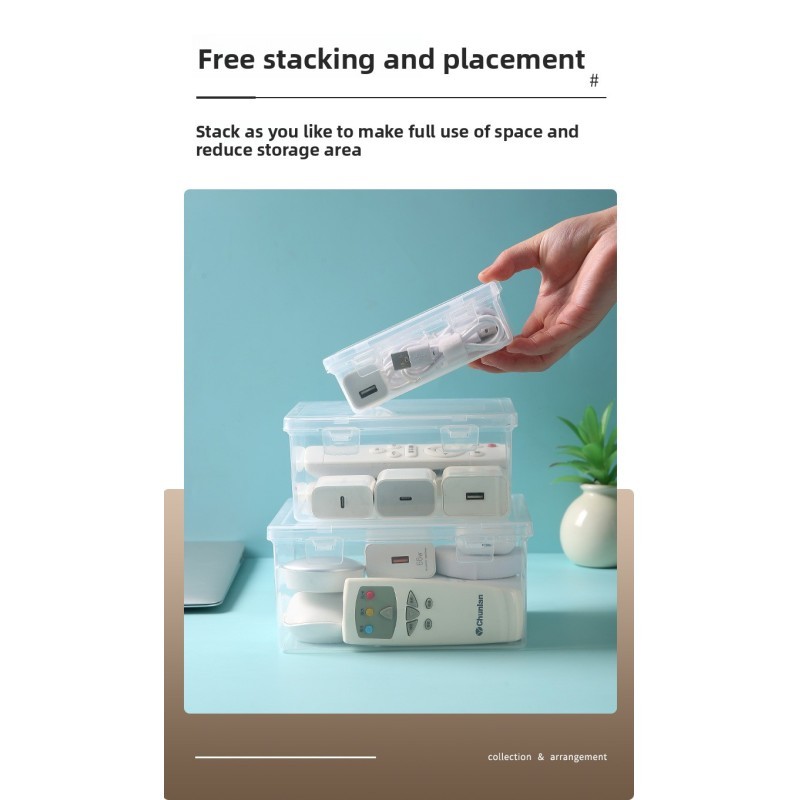 Hot Selling Minimalist Household Desktop Rectangle Dust-Proof Transparent Clear Plastic Storage Box for Sundries