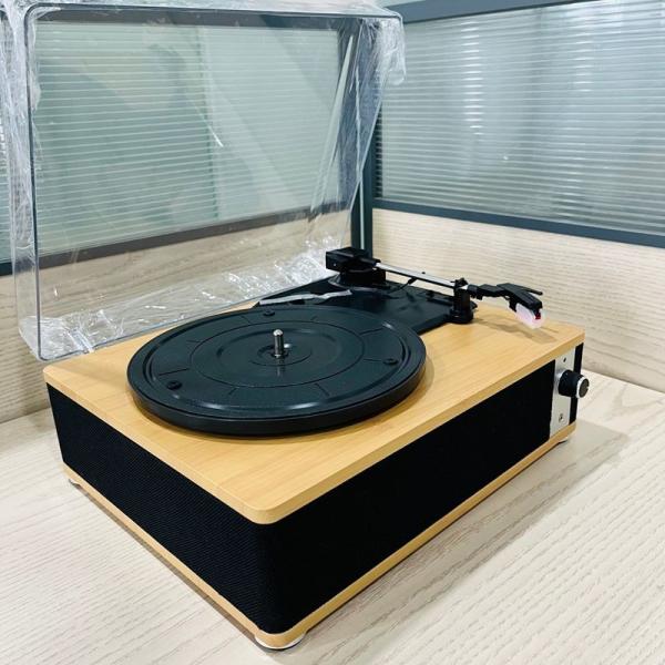 Vintage Vinyl Bluetooth Speaker Retro Design 3 Speed Record Player Speaker With Dust Cover
