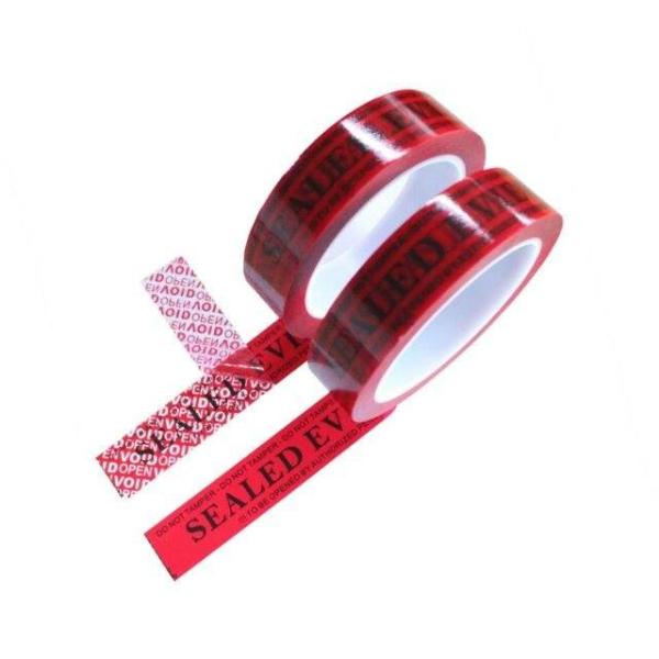 Serial Numbered Red Tamper Evident Security Tape (48mm x 50m x 2mil, 100% Total Transfer, Ultra-Thick “Void” Film