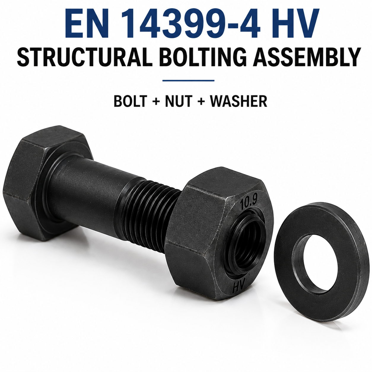 Black Oxide EN 14399-4 HV Bolts Nuts Steel Construction Bolts