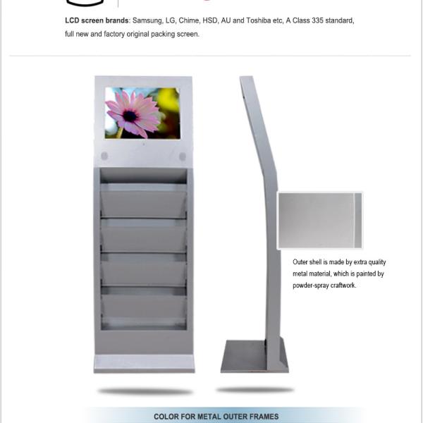 standalone USB floor standing lcd wifi advertising display with brochure