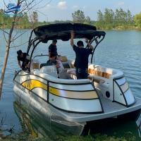 Bateau ponton en aluminium de 17 pieds pour les centres de villégiature | Embarcation commerciale de location pour une capacité de 8 personnes