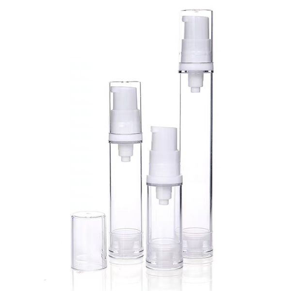 Wholesale 5ml 10ml 15ml Capacity AS Plastic Airless Pump Bottle with Vacuum Pump System and Customized Silkscreen Print