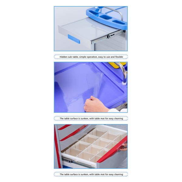 Clinic Monitor Emergency Nursing Abs Plastic Medical Trolley Cart