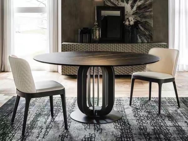 Modern Ceramic Sintered Stone dining Table Black Round Italian Marble Top Dining Table