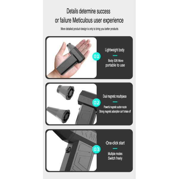 Black 90000rpm 4000mah Pocket Violent Turbo Fan For Outdoor Cool Camping