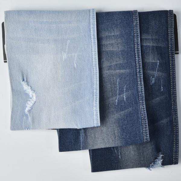 Dark Blue 10.1oz Polyester Cotton Spandex Denim Fabric Shrink Resistant