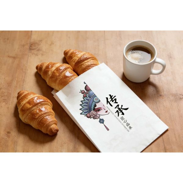Customized Flat Satchel Kraft Paper  Bread Bakery Food Bag