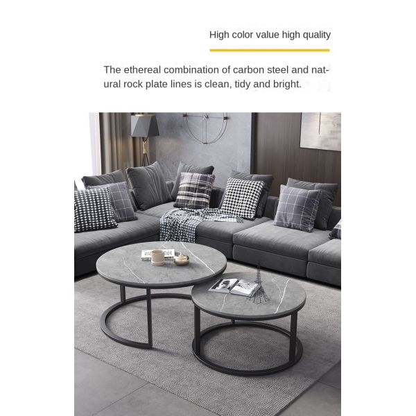 Light Luxury Nordic Minimalist Adjustable Coffee Table TV Stand Storage Drawer Modern Sintered Stone Top Metal Frame for Living