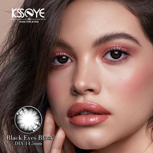 OEM Cosmetic Tinted Circle Black Pupil Contact Lenses 3 Tone For Dark Eyes