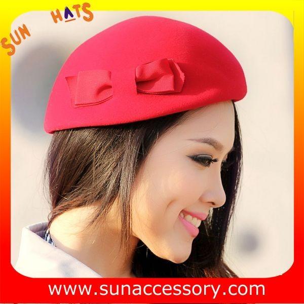 Hot sale Fashion 100% Australia wool felt ladies beret hats ,Red beret  hats with adjustable band