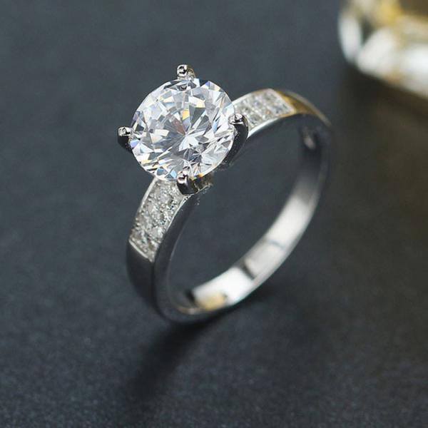 Women 925 Silver Brilliant CZ Diamonds Wedding Engagement Ring  (RE663)