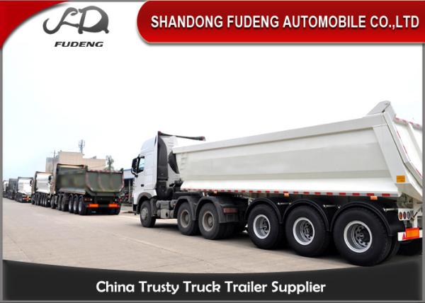 3 Axle Dump Semi Trailers  , Hydraulic Cylinder Tipping / Tipper Trailer