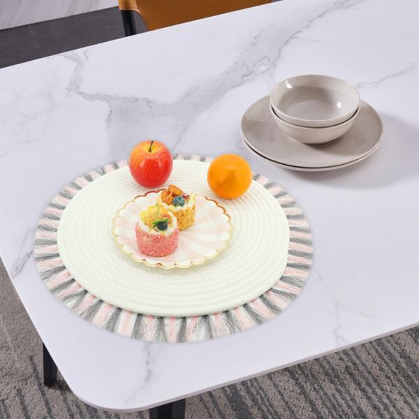 15 Inch Table Round Placemats Boho Cotton Woven Washable Tassels For Kitchen Dining