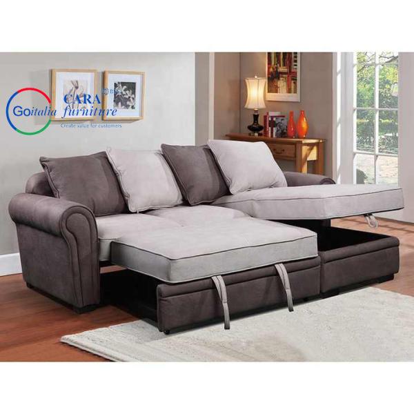 Luxury Beauty Living Room Furniture Double Color Combination Upholstery Leather Bed Sofa Bed With Storage