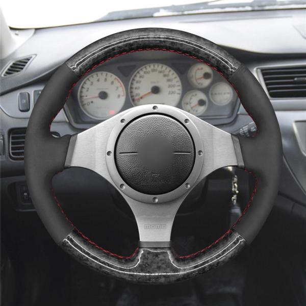 Hand Sewing Forged Carbon Suede Steering Wheel Cover for Mitsubishi Lancer Evolution EVO 7 8 9 MR M 2003 2004 2005 2006 2007