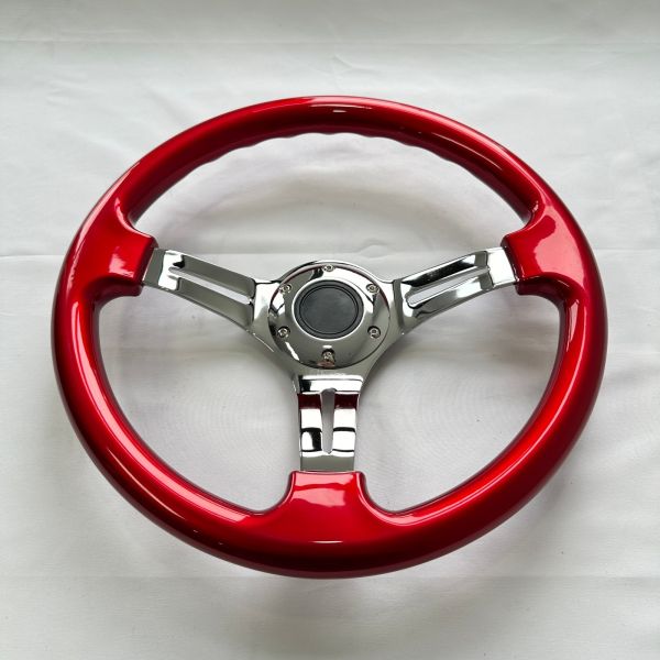 DELUXON 350mm Universal Racing Steering Wheels 3 Spoke Black Red Purple ABS Chrome