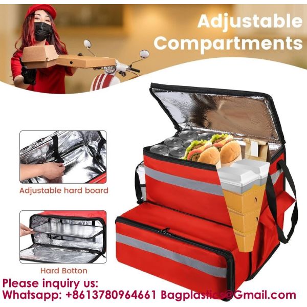 Food Delivery Backpack,Large Insulated Backpack For Doordash/Uber Eeats, Expandable Cooler Bags For Bike/Motorcycle With Reflective Strip/Cup Holders,Reusable Pizza Food Delivery Bag With Hand Straps