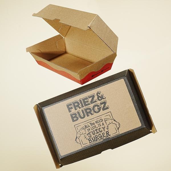 Logotipo impreso personalizado hamburguesa desechable de comida rápida y caja de papel de patatas fritas