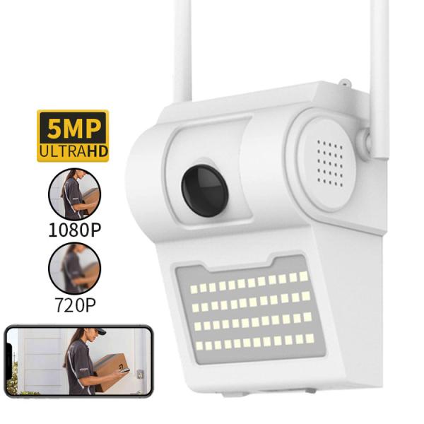 2MP 5MP Outdoor Smart Wireless Wifi Camera Waterproof For Wall Yard Lamp