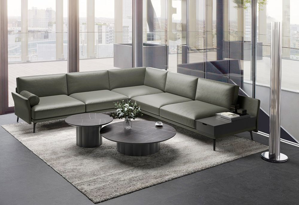 1300mm Modular Office Sofa Office Reception Sofa With Side Storage Coffee Table