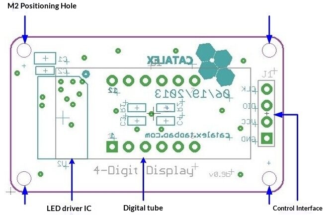 4 Digital Tube Display Module LED Brightness Adjustable with Clock Point Accessories Building Blocks