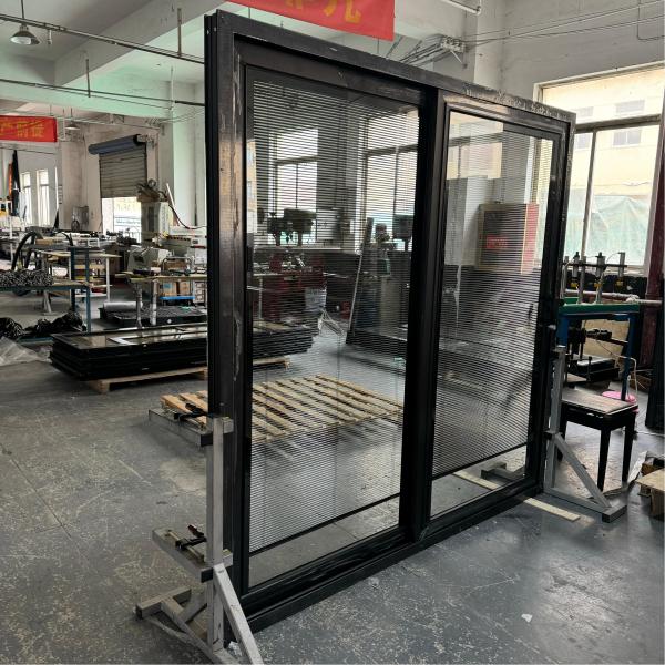 thermal break Alumimum Sliding Glass Door manual roller shutter double tempered glass