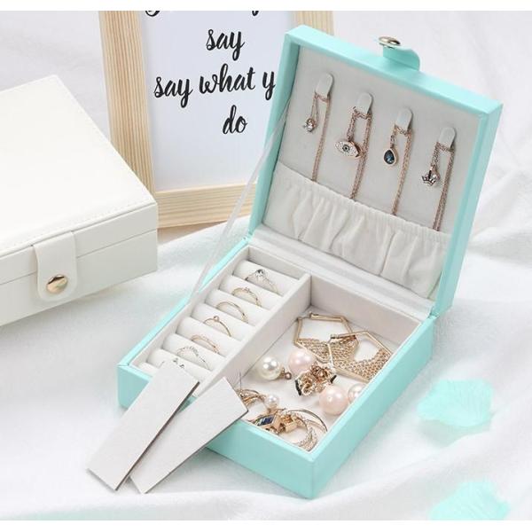 Conjunto de joyas cuadradas caja de regalo mini caja para mujeres chicas moda sólida de lujo portátil PU de cuero de PVC cartón