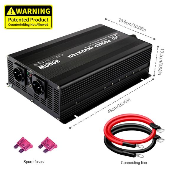 3000W de alumínio alterou o inversor 12V do poder de onda do seno a 110/220V