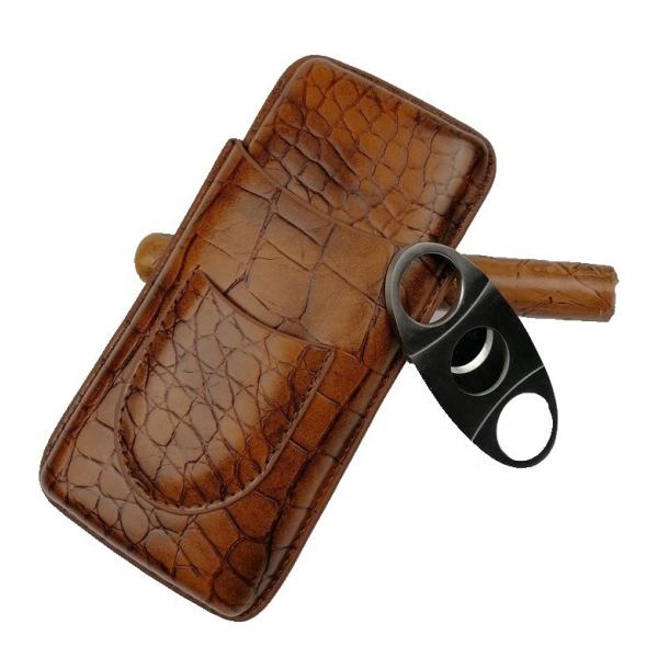 Горячий продавая тип держатель 3 пальцев случая сигары кожаный для продажи