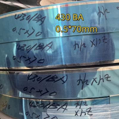 JIS G4305  SUS430 BA Bright Anneal Stainless Steel Coil 0.5*70mm With  PVC PE Film