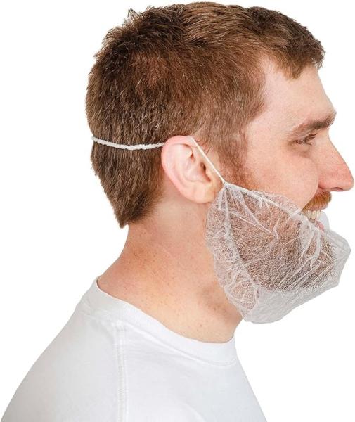 Beard Nets | 18 | White Disposable Beard Covers, Beard Net For Food Service, Cooking, Cleaning