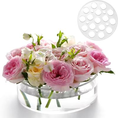 12 buracos caixa de flores de acrílico redonda floral estádios para decoração de casa ou mesa de casamento