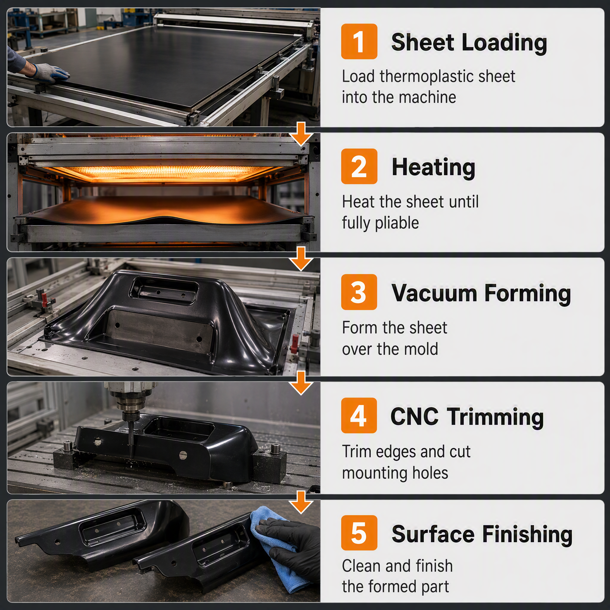 New Design Black Color Plastic Car Fender 2-8mm Thickness Vacuum Forming with Cutting Service Custom Car Part