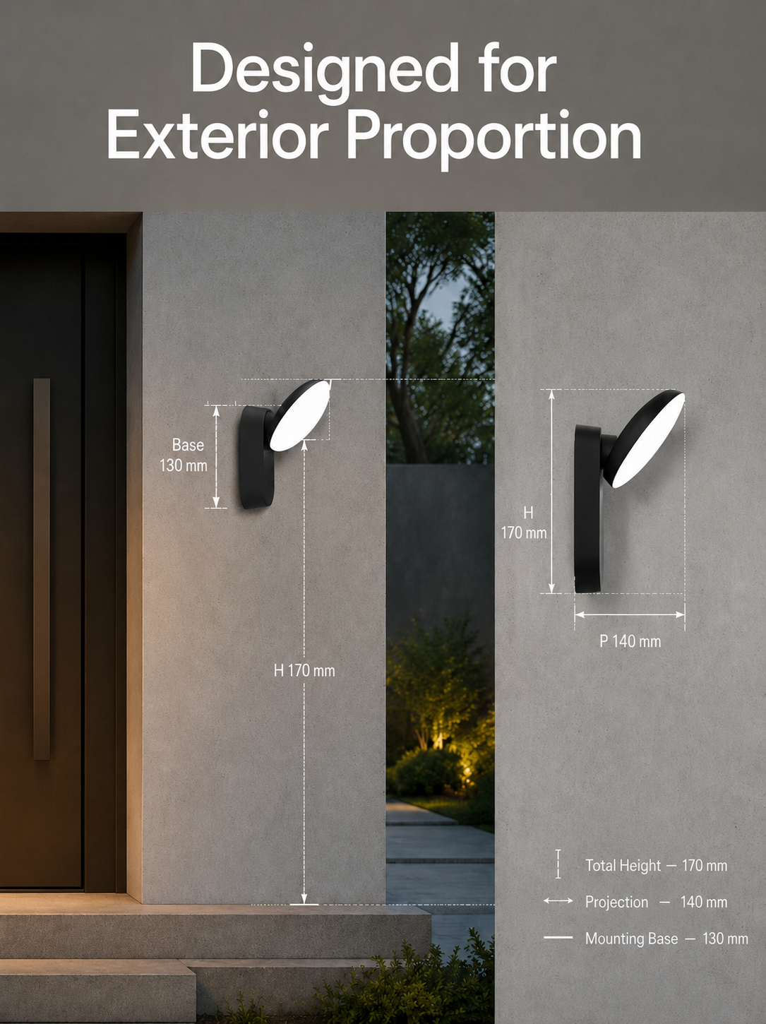 10W Adjustable Disc Outdoor Modern Outdoor Wall Lights 3000K For Porches Balcony Facades