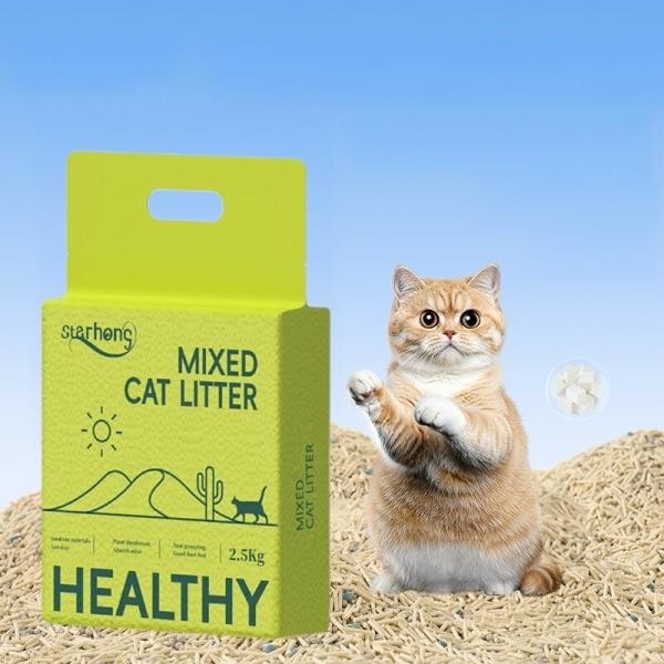 Litière pour chat mélangée multi-parfums, sans poussière, tofu, agglomérante forte