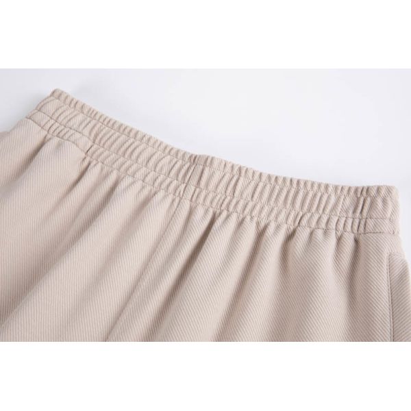 Men's Casual Pants with Polyester-Spandex Textured Knit, Elastic Waistband with Drawstring, and Relaxed Straight-Leg Fit