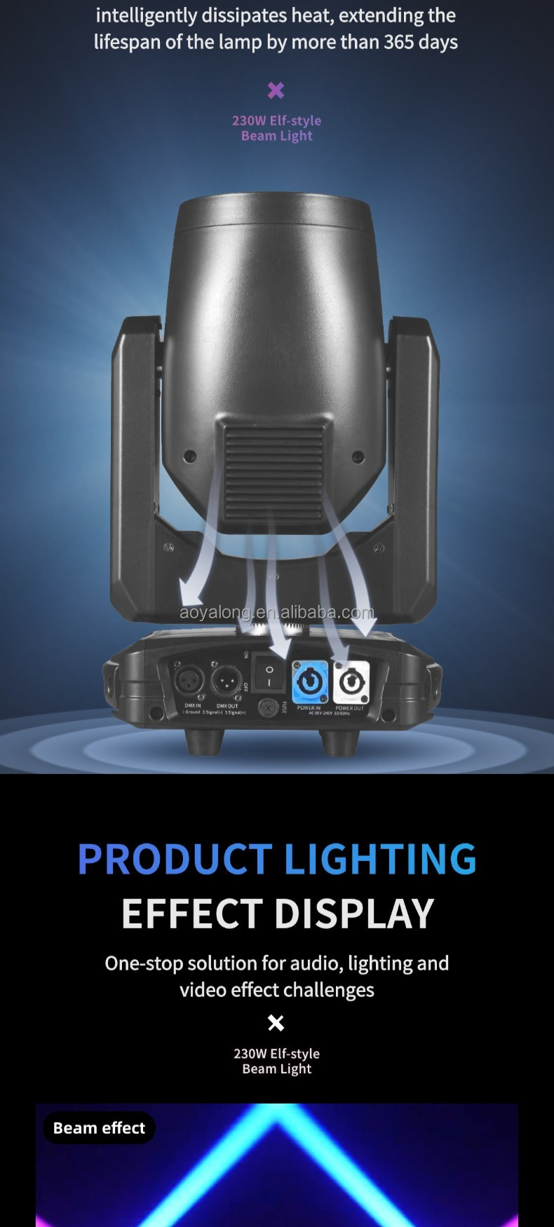Cheap Stage Lighting Equipment Sharpy Beam 230 7R MINI Moving Head Light with Aura Ring Portable for Party DJ Disco Club Lights