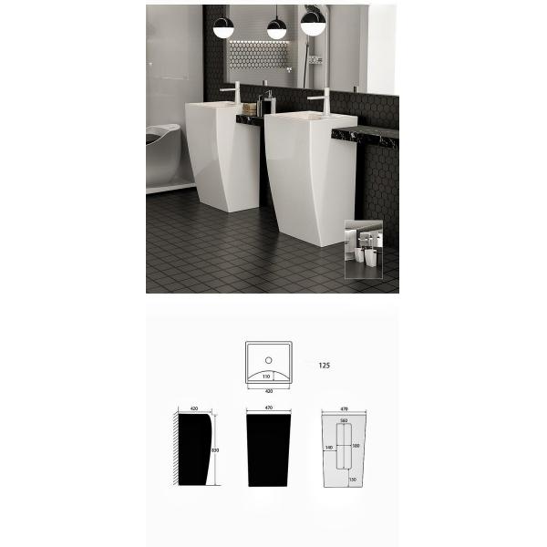 Hotel Sturdy Round Full Pedestal Wash Basin Free Standing 500*500*830mm